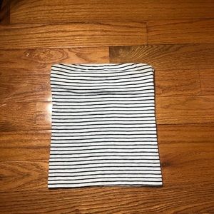 White and Navy Blue striped tube top